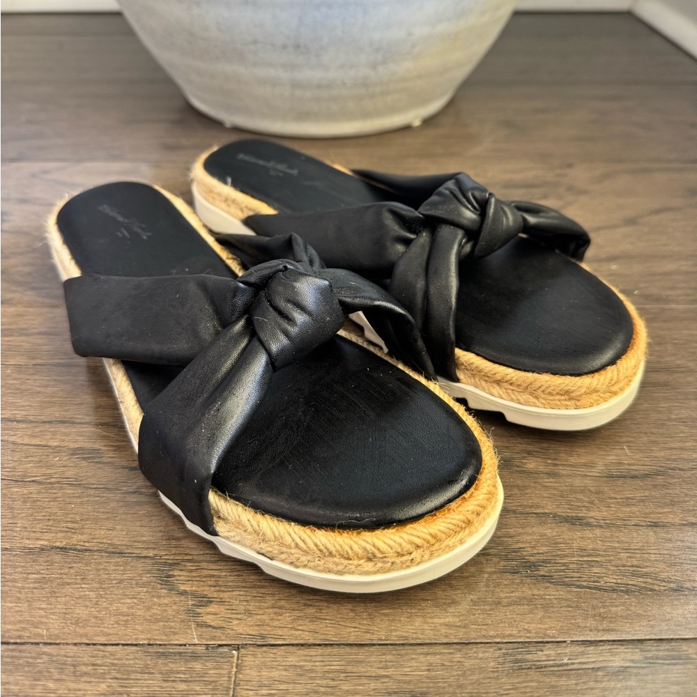 Universal Thread Black Knot Slide Sandals Espadrille Platform Size 9